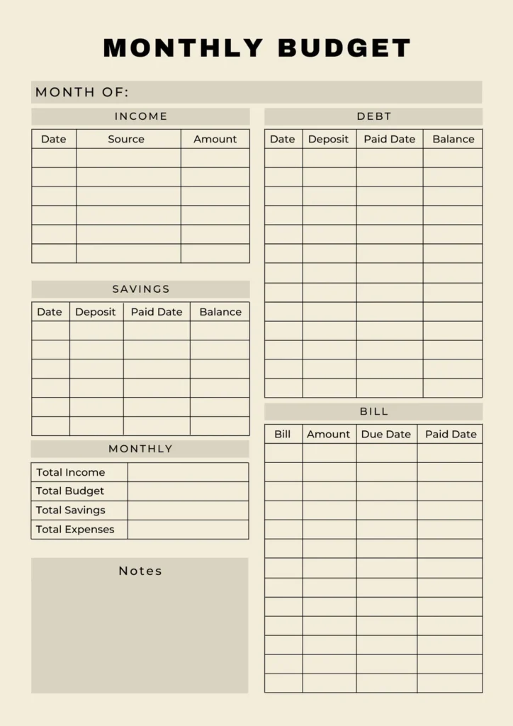 Monthly Budget