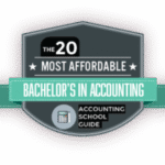 A student works on their online accounting bachelor's degree from their home office