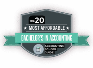 A student works on their online accounting bachelor's degree from their home office