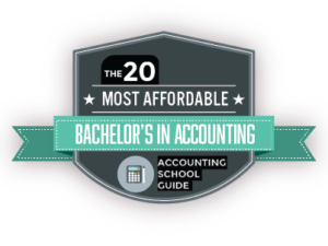 A student works on their online accounting bachelor's degree from their home office