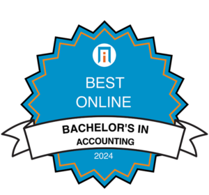 A diverse group of students earning their online bachelor's degree in accounting from home.