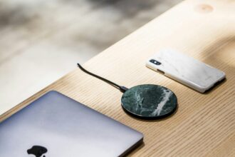 A picture of a wireless phone charging