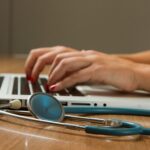 A picture of a laptop in healthcare