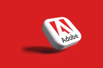 Image of the adobe logo on red background