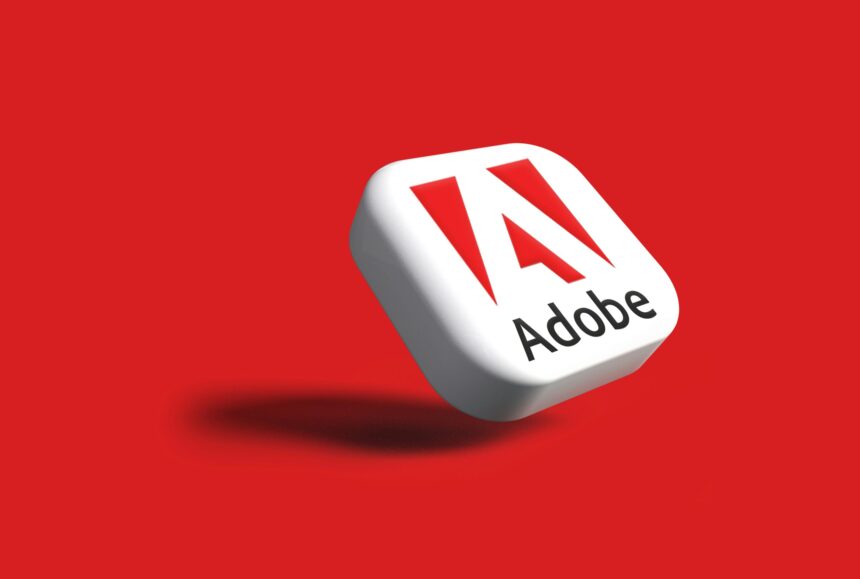 Image of the adobe logo on red background